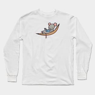 Cute Cartoon Rat's Lazy Day In a Hammock Long Sleeve T-Shirt